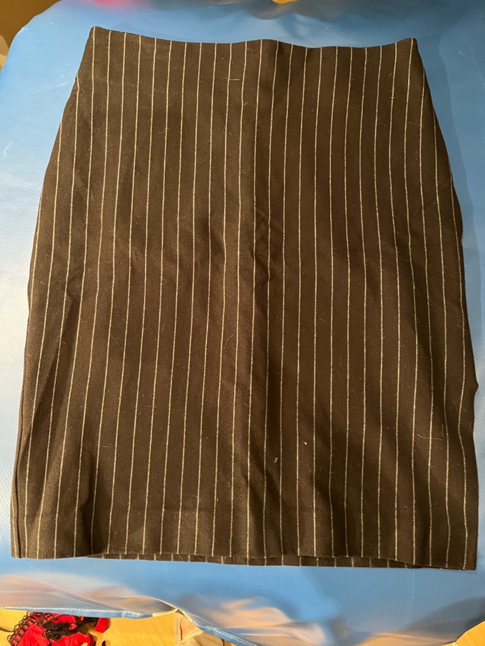 Classic Black Pinstripe Pencil Skirt